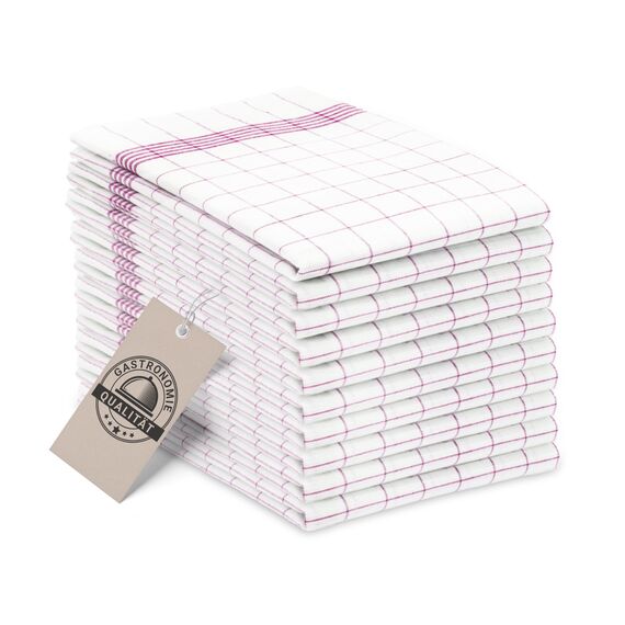 ZOLLNER 10er Set Geschirrtücher Baumwolle in 50x70 cm - super saugstarke und langlebige Küchentücher - waschbar bis 95°C – in rot weiß kariert - Gastronomiequalität - Oeko Tex® Zertifiziert