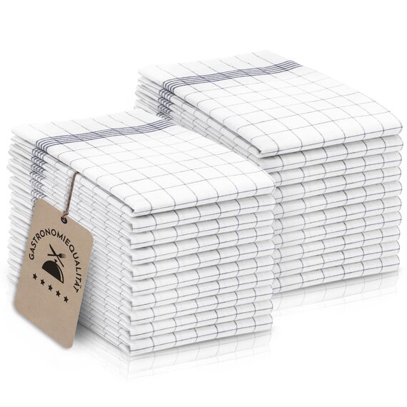 ZOLLNER 20er Set Geschirrtücher Baumwolle in 50x70 cm - super saugstarke und langlebige Küchentücher - waschbar bis 95°C – in grau weiß kariert - Gastronomiequalität - Oeko Tex® Zertifiziert