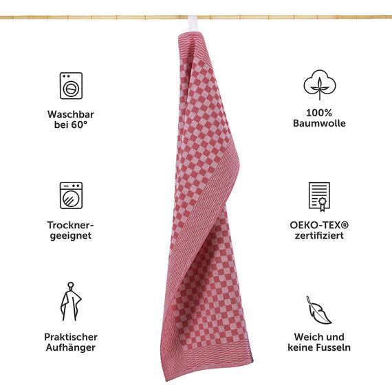 Blumtal Geschirrtücher Baumwolle 50x70 cm im 20er Set - Oeko-TEX zertifizierte Küchentücher - extrem saugstarke Geschirrhandtücher - Trockentücher Küche waschbar 95 °C - Geschirrtücher Rot-Weiß Karo