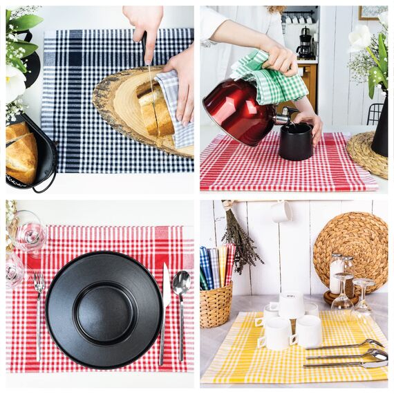 LAYNENBURG 10er-Set Premium Geschirrtücher kariert - 100% Baumwolle - 45x65 cm & Aufhänger - Oeko TEX Standard 100 - Küchentücher fusselfrei & modern - Vintage Küchenhandtücher (Mehrfarbig)