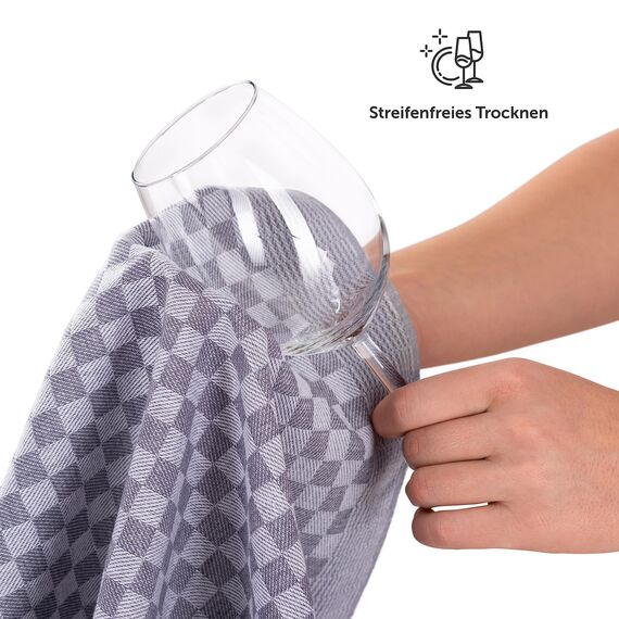 Blumtal Geschirrtücher Baumwolle 50x70 cm im 5er Set - Oeko-TEX zertifizierte Küchentücher - extrem saugstarke Geschirrhandtücher - Kitchen Towels waschbar bis 95 °C - Geschirrtücher Grau-Weiß Karo