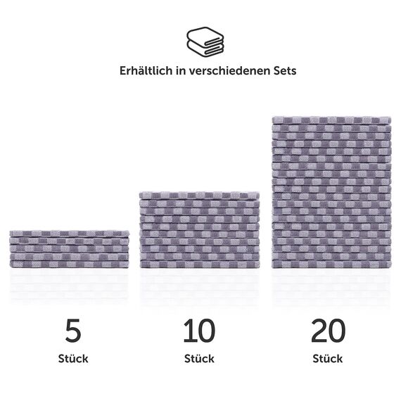 Blumtal Geschirrtücher Baumwolle 50x70 cm im 20er Set - Oeko-TEX zertifizierte Küchentücher - extrem saugstarke Geschirrhandtücher - Kitchen Towels waschbar bis 95 °C - Geschirrtücher Grau-Weiß Karo