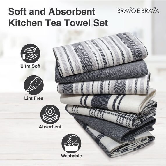 LinenWeave Packung mit 7 geschirrtücher – 100% geschirrtücher Baumwolle, 45 x 70 cm – Super saugfähiges küchentücher – Maschinenwaschbar geschirrhandtücher – küchenhandtücher (Culture 7)