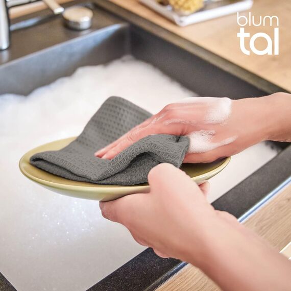 Blumtal® Geschirrtücher 30x30 cm im 6er Set - 100% Baumwolle, bei 60 °C waschbar - Geschirrhandtücher & Abtrockentücher für die Küche - Grau