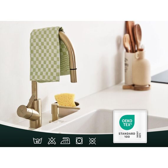 ZOLLNER 20er Set Geschirrtücher Baumwolle in 46x70 cm - super saugstarke und robuste Küchentücher – waschbar bis 60°C – in grün kariert - Gastronomiequalität - Oeko Tex® Zertifiziert