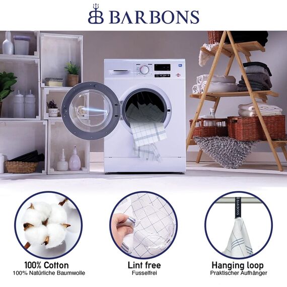 BARBONS Geschirrtücher 10er Set - Baumwolle 50x70 cm - Oeko-TEX Zertifiziert - Küchentextiliensets Trockentücher Küchenhandtücher Küchentücher Geschirrhandtücher Waschbar bis 90 C Anthrazit