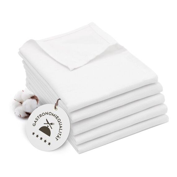 ZOLLNER 5er Set Geschirrtücher Baumwolle in 50x70 cm - super saugstarke und robuste Küchentücher - waschbar bis 60°C – in weiß - Gastronomiequalität - Oeko Tex® Zertifiziert