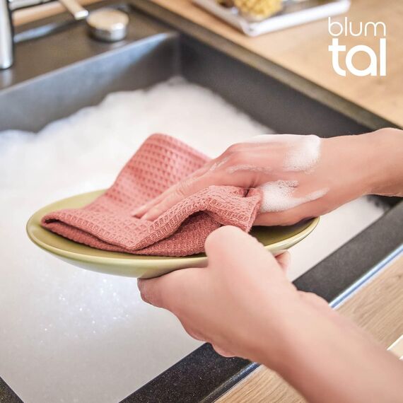 Blumtal® Geschirrtücher 30x30 cm im 6er Set - Geschirrtücher Baumwolle 100% - Küchentücher bei 60 °C waschbar - Küchentücher Baumwolle - Küchenlappen - Spül- & Geschirrtücher - Waffeltücher in rosa
