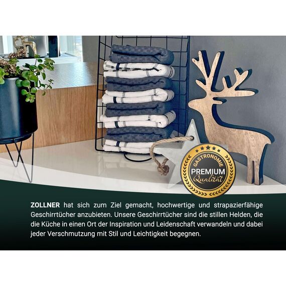 ZOLLNER 10er Set Geschirrtücher Baumwolle in 45x60 cm - saugstarke und langlebige Küchentücher - waschbar bis 60°C – in weiß und grau - Gastronomiequalität - Oeko Tex® Zertifiziert