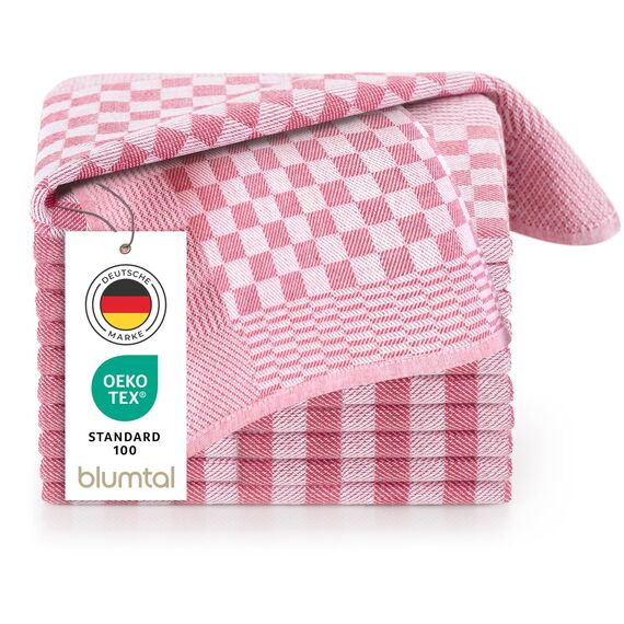Blumtal Geschirrtücher Baumwolle 50x70 cm im 5er Set - OEKO-TEX zertifizierte Küchentücher - extrem saugstarke Geschirrhandtücher - Trockentücher Küche waschbar 95 °C - Geschirrtücher Rot-Weiß Karo