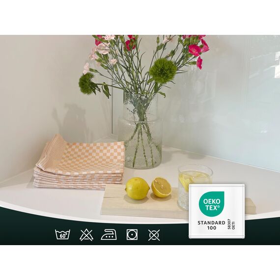 ZOLLNER 5er Set Geschirrtücher Baumwolle in 46x70 cm - super saugstarke und robuste Küchentücher – waschbar bis 60°C – in Gold kariert - Gastronomiequalität - Oeko Tex® Zertifiziert