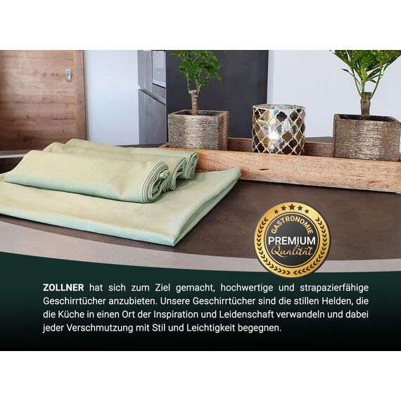 ZOLLNER 10er Set Geschirrtücher Baumwolle in 50x70 cm - super saugstarke und robuste Küchentücher - waschbar bis 60°C – in lindgrün - Gastronomiequalität - Oeko Tex® Zertifiziert