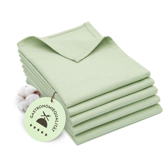ZOLLNER 5er Set Geschirrtücher Baumwolle in 50x70 cm - super saugstarke und robuste Küchentücher - waschbar bis 60°C – in lindgrün - Gastronomiequalität - Oeko Tex® Zertifiziert