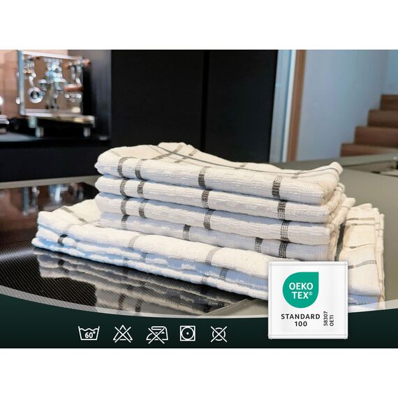ZOLLNER 10er Set Geschirrtücher Baumwolle in 45x60 cm - saugstarke und langlebige Küchentücher - waschbar bis 60°C – in weiß - Gastronomiequalität - Oeko Tex® Zertifiziert