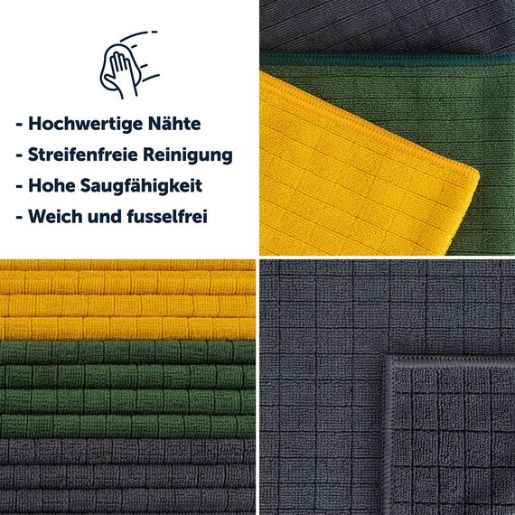 Blumtal 16X Mikrofasertücher Auto zum Reinigen, Trocknen & Polieren - lackschonende Microfasertücher in 30x40cm – fusselfreies Poliertuch - Auto Trockentuch - Microfasertuch Autopflege in 355GSM