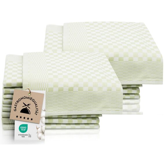 ZOLLNER 20er Set Geschirrtücher Baumwolle in 46x70 cm - super saugstarke und robuste Küchentücher – waschbar bis 60°C – in grün kariert - Gastronomiequalität - Oeko Tex® Zertifiziert