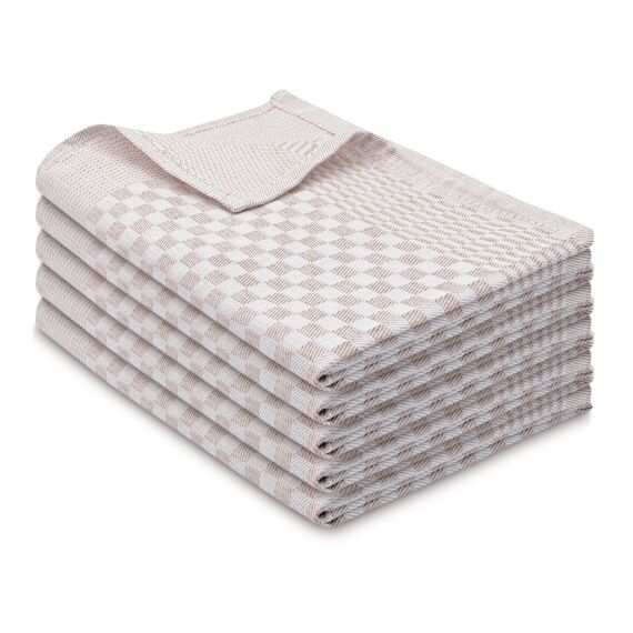 ZOLLNER 5er Set Geschirrtücher Baumwolle in 46x70 cm - super saugstarke und robuste Küchentücher – waschbar bis 60°C – in braun kariert - Gastronomiequalität - Oeko Tex® Zertifiziert