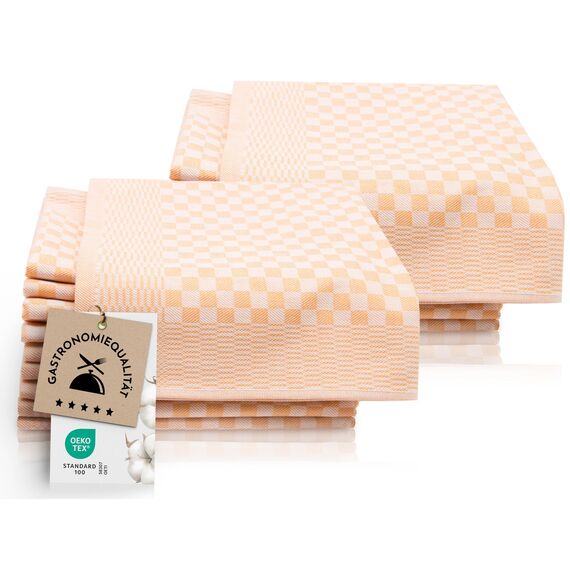 ZOLLNER 20er Set Geschirrtücher Baumwolle in 46x70 cm - super saugstarke und robuste Küchentücher – waschbar bis 60°C – in gelb kariert - Gastronomiequalität - Oeko Tex® Zertifiziert