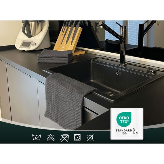 ZOLLNER 10er Set Geschirrtücher Baumwolle in 45x60 cm - saugstarke und langlebige Küchentücher - waschbar bis 60°C – in grau - Gastronomiequalität - Oeko Tex® Zertifiziert
