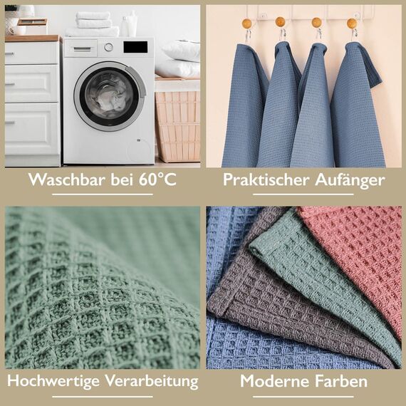 Blumtal® Geschirrtücher 30x30 cm - 10er Set aus 100% Baumwolle - Waschbar bei 60 °C - Grau