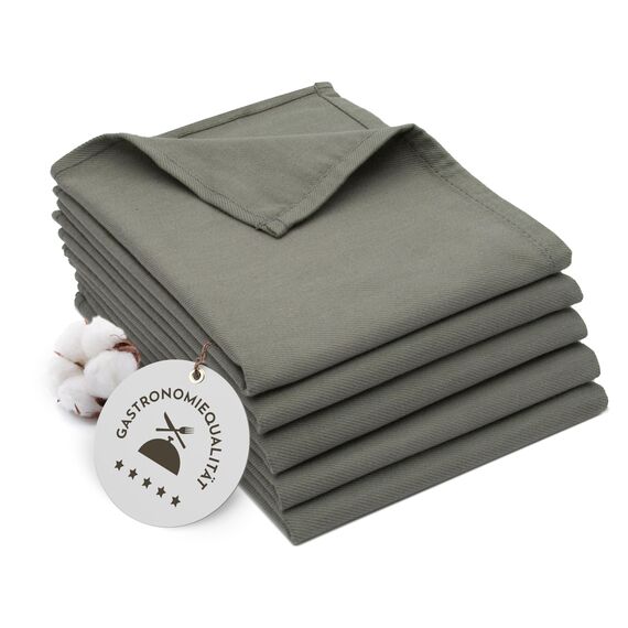 ZOLLNER 5er Set Geschirrtücher Baumwolle in 50x70 cm - super saugstarke und robuste Küchentücher - waschbar bis 60°C – in anthrazit - Gastronomiequalität - Oeko Tex® Zertifiziert