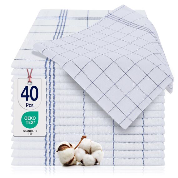 BARBONS Geschirrtücher 40er Set - Baumwolle 50x70 cm - Oeko-TEX Zertifiziert - Küchentextiliensets Trockentücher Küchenhandtücher Küchentücher Geschirrhandtücher Waschbar bis 90 C Blau
