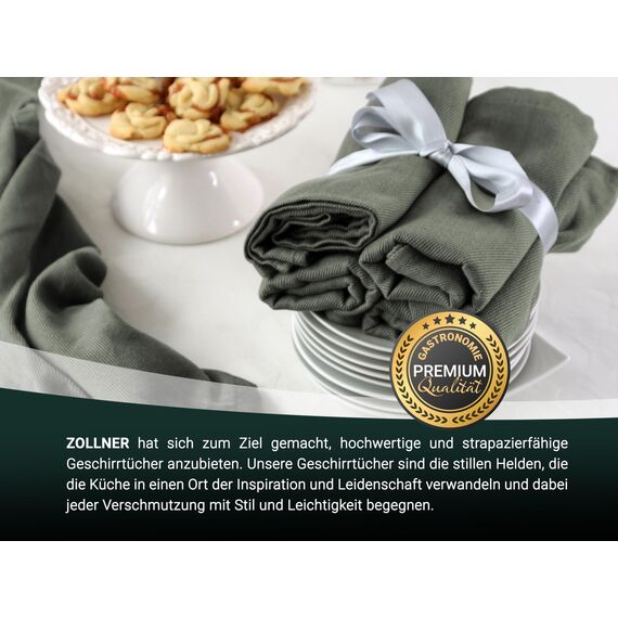 ZOLLNER 10er Set Geschirrtücher Baumwolle in 50x70 cm - super saugstarke und robuste Küchentücher - waschbar bis 60°C – in anthrazit - Gastronomiequalität - Oeko Tex® Zertifiziert