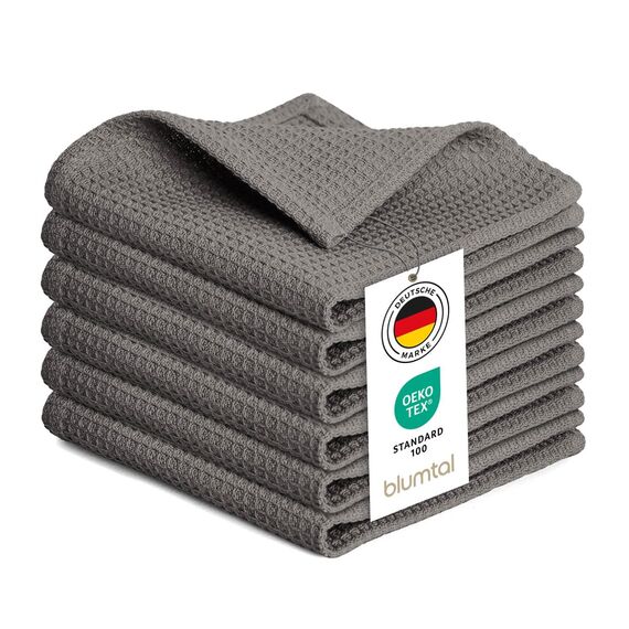 Blumtal® Geschirrtücher 30x30 cm im 6er Set - 100% Baumwolle, bei 60 °C waschbar - Geschirrhandtücher & Abtrockentücher für die Küche - Grau
