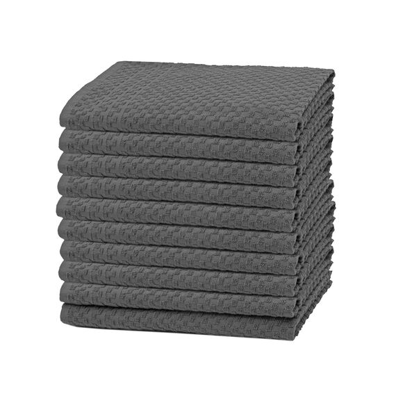 ZOLLNER 10er Set Geschirrtücher Baumwolle in 45x60 cm - saugstarke und langlebige Küchentücher - waschbar bis 60°C – in grau - Gastronomiequalität - Oeko Tex® Zertifiziert