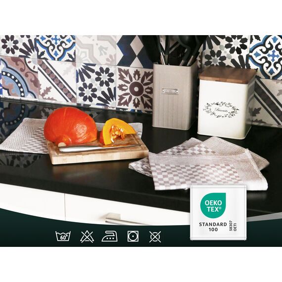 ZOLLNER 20er Set Geschirrtücher Baumwolle in 46x70 cm - super saugstarke und robuste Küchentücher – waschbar bis 60°C – in braun kariert - Gastronomiequalität - Oeko Tex® Zertifiziert