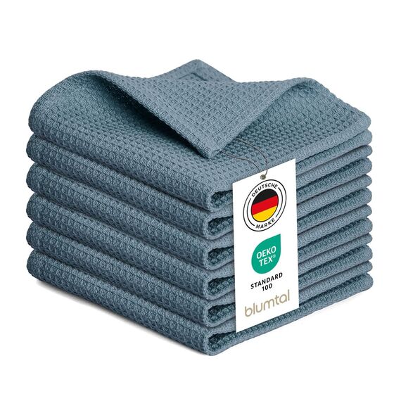 Blumtal® Geschirrtücher 30x30 cm im 10er Set - Geschirrtücher Baumwolle 100% - Küchentücher bei 60 °C waschbar - Trockentücher Küche - Spüllappen Baumwolle - Spültuch - Geschirrhandtuch in blau