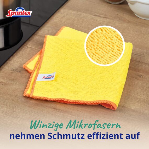 Spontex Mikrofasertücher für Reinigungsaufgaben | 16 Reinigungstücher der Mikrofaser-Kollektion | Verwendung als Staubtücher und Küchentücher | 30 x 30 cm | 16 Stück