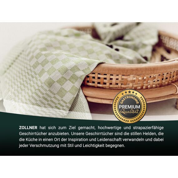 ZOLLNER 10er Set Geschirrtücher Baumwolle in 46x70 cm - super saugstarke und robuste Küchentücher – waschbar bis 60°C – in grün kariert - Gastronomiequalität - Oeko Tex® Zertifiziert