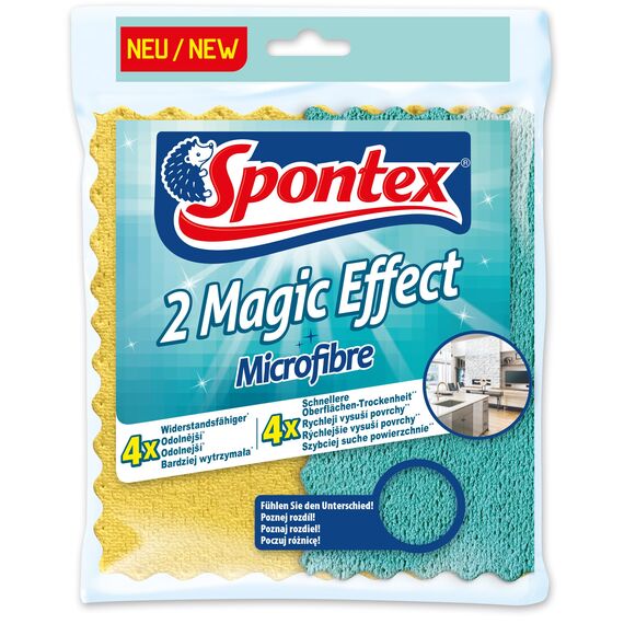 Spontex Magic Effect Microfibre, saugstarke Mikrofaser Spültücher, streifenfrei, effizient, 2 Stück