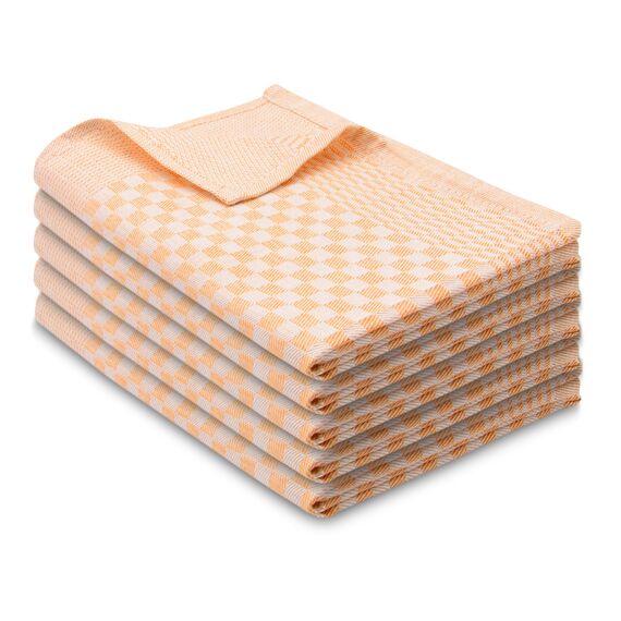 ZOLLNER 5er Set Geschirrtücher Baumwolle in 46x70 cm - super saugstarke und robuste Küchentücher – waschbar bis 60°C – in Gold kariert - Gastronomiequalität - Oeko Tex® Zertifiziert