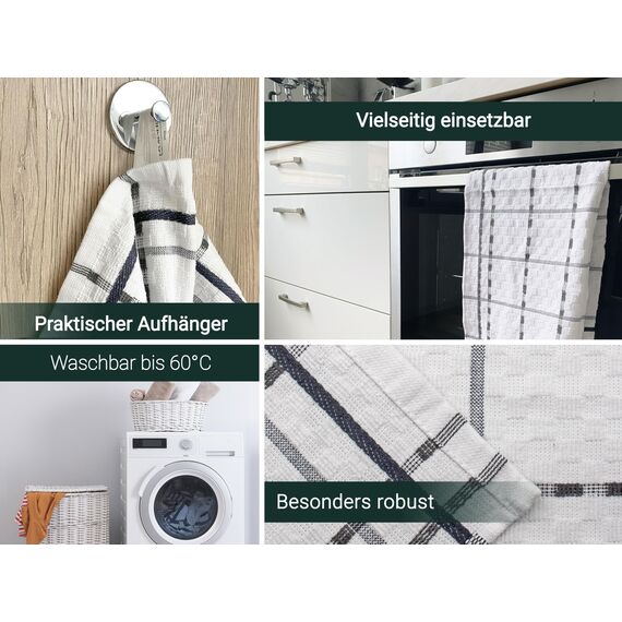 ZOLLNER 10er Set Geschirrtücher Baumwolle in 45x60 cm - saugstarke und langlebige Küchentücher - waschbar bis 60°C – in weiß - Gastronomiequalität - Oeko Tex® Zertifiziert