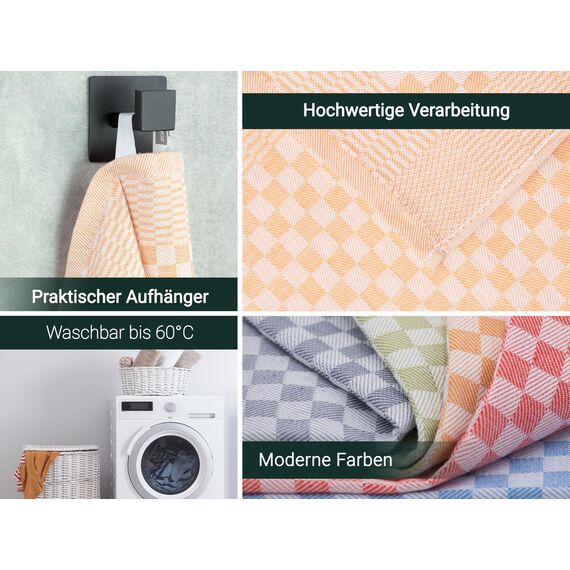 ZOLLNER 5er Set Geschirrtücher Baumwolle in 46x70 cm - super saugstarke und robuste Küchentücher – waschbar bis 60°C – in Gold kariert - Gastronomiequalität - Oeko Tex® Zertifiziert