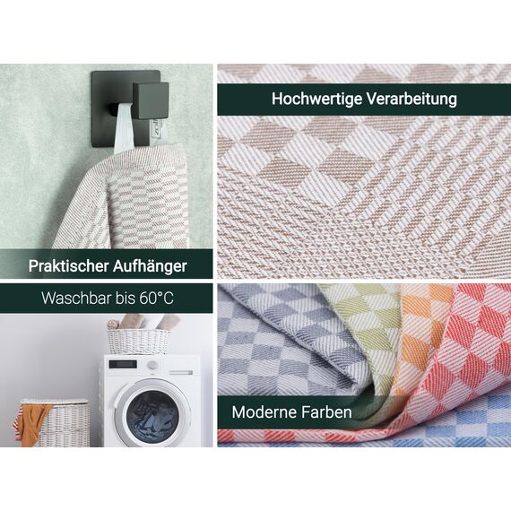 ZOLLNER 20er Set Geschirrtücher Baumwolle in 46x70 cm - super saugstarke und robuste Küchentücher – waschbar bis 60°C – in braun kariert - Gastronomiequalität - Oeko Tex® Zertifiziert