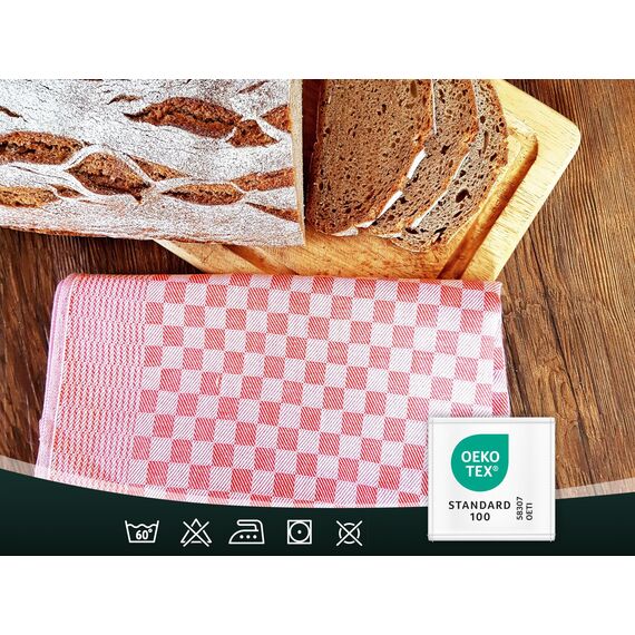 ZOLLNER 5er Set Geschirrtücher Baumwolle in 46x70 cm - super saugstarke und robuste Küchentücher – waschbar bis 60°C – in rot kariert - Gastronomiequalität - Oeko Tex® Zertifiziert