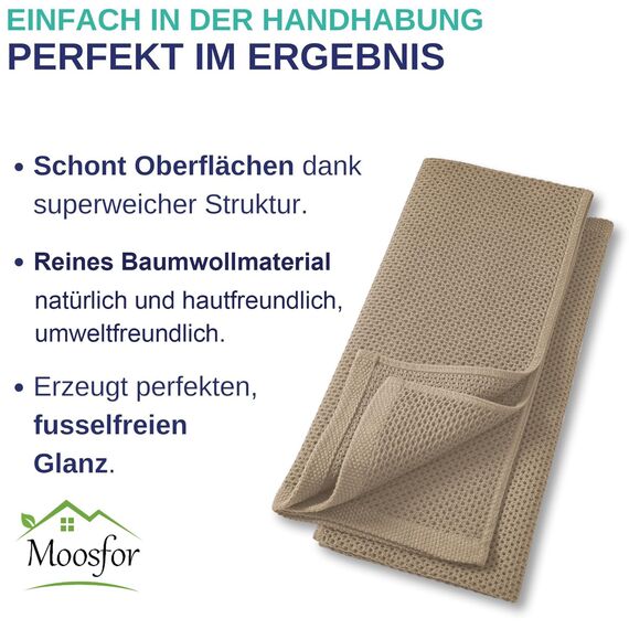 Moosfor Geschirrtücher 100% Baumwolle, 6er Set 30 x 30 cm, Weiche Geschirrhandtücher Küchenhandtücher Saugfähig Küchentücher Dicke Premium Geschirrtuch Spüllappen Putzlappen, bräunlich
