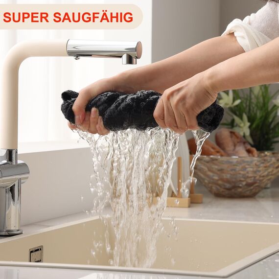 Moosfor Geschirrtücher 100% Baumwolle, 12er Set 30 x 30 cm, Weiche Geschirrhandtücher Küchenhandtücher Saugfähig Küchentücher Dicke Premium Geschirrtuch Spüllappen Putzlappen, Dunkelgrau