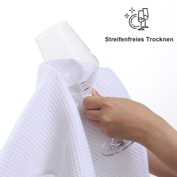 Moosfor Geschirrtücher 100% Baumwolle, 4er Set 32 x 72 cm, Weiche Geschirrhandtücher Küchenhandtücher Saugfähig Küchentücher Dicke Premium Geschirrtuch Spüllappen Putzlappen, Weiß