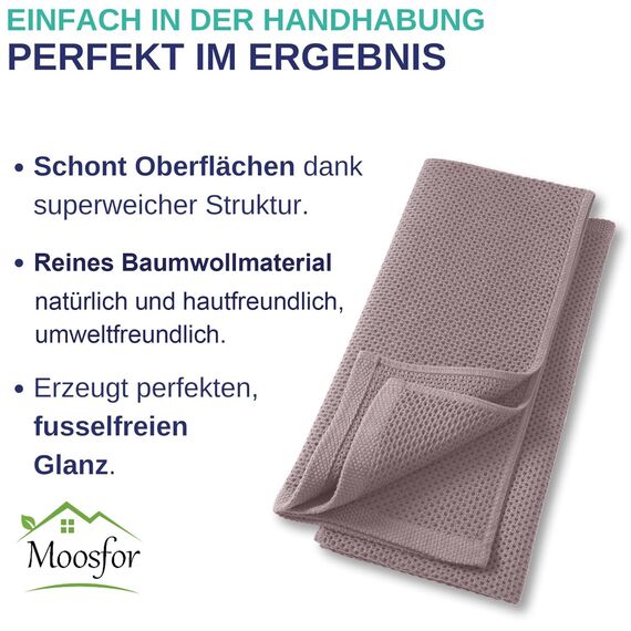 Moosfor Geschirrtücher 100% Baumwolle, 6er Set 30 x 30 cm, Weiche Geschirrhandtücher Küchenhandtücher Saugfähig Küchentücher Dicke Premium Geschirrtuch Spüllappen Putzlappen, Braun