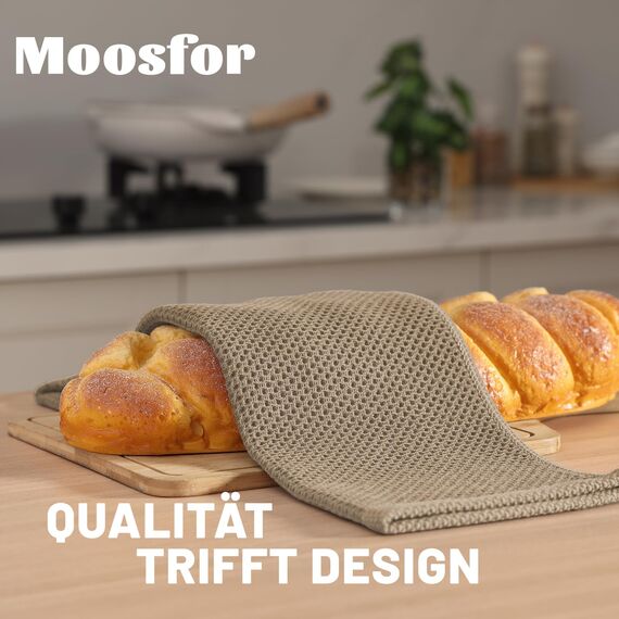 Moosfor Geschirrtücher 100% Baumwolle, 6er Set 30 x 30 cm, Weiche Geschirrhandtücher Küchenhandtücher Saugfähig Küchentücher Dicke Premium Geschirrtuch Spüllappen Putzlappen, bräunlich