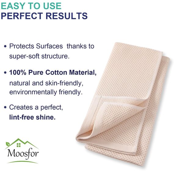 Moosfor Geschirrtücher 100% Baumwolle, 6er Set 30 x 30 cm, Weiche Geschirrhandtücher Küchenhandtücher Saugfähig Küchentücher Dicke Premium Geschirrtuch Spüllappen Putzlappen, Beige