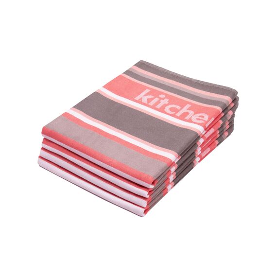 ZOLLNER 4er Set Geschirrtücher Baumwolle in 50x70 cm - saugstarke und langlebige Küchentücher - waschbar bis 60°C – in rot gestreift - Gastronomiequalität - Oeko Tex® Zertifiziert