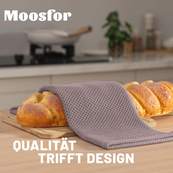 Moosfor Geschirrtücher 100% Baumwolle, 6er Set 30 x 30 cm, Weiche Geschirrhandtücher Küchenhandtücher Saugfähig Küchentücher Dicke Premium Geschirrtuch Spüllappen Putzlappen, Braun