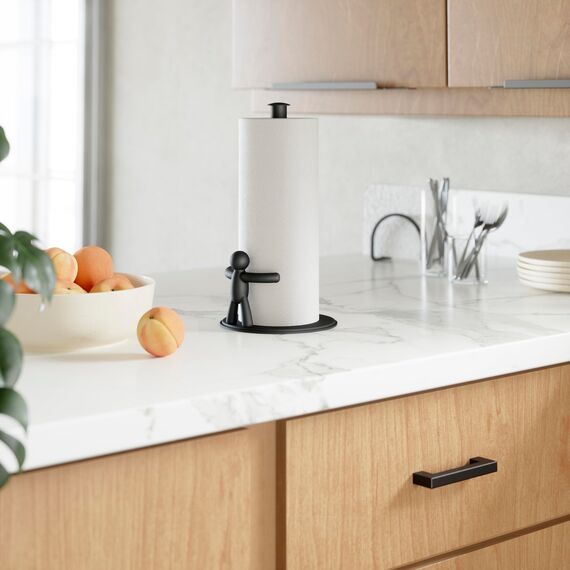 Umbra Buddy Küchenrollenhalter Schwarz stehend, Zewa Rollenhalter und Papierrollenhalter für Küchentücher