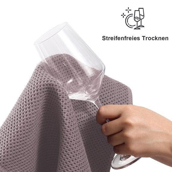 Moosfor Geschirrtücher 100% Baumwolle, 4er Set 32 x 72 cm, Weiche Geschirrhandtücher Küchenhandtücher Saugfähig Küchentücher Dicke Premium Geschirrtuch Spüllappen Putzlappen, Braun