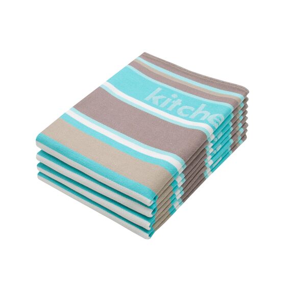 ZOLLNER 4er Set Geschirrtücher Baumwolle in 50x70 cm - saugstarke und langlebige Küchentücher - waschbar bis 60°C – in Mint gestreift - Gastronomiequalität - Oeko Tex® Zertifiziert